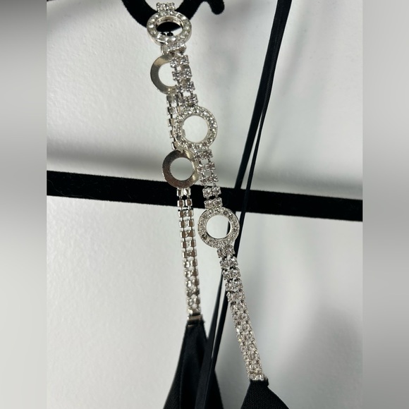 NWT H by Halston Vintage Black Maxi Lined Formal Dress with Rhinestone Strap 8 - Picture 7 of 15